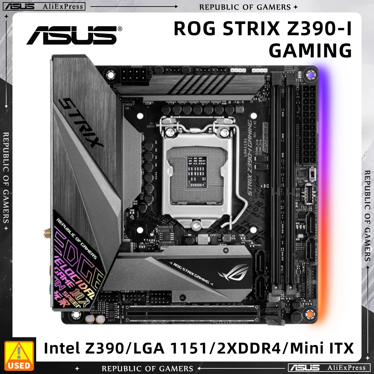 

Used Mini ITX Motherboard ASUS ROG STRIX Z390-I GAMING With LGA 1151 Socket for Core i9 9900T, Supports 4x DIMM Max. 64GB DDR4