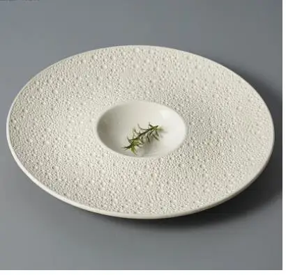 Ceramics Dinner Plate Round Shaped Specialty Tableware Cooking Restaurant Dessert Pastry Trays Pasta Steak Dish Soup Basin