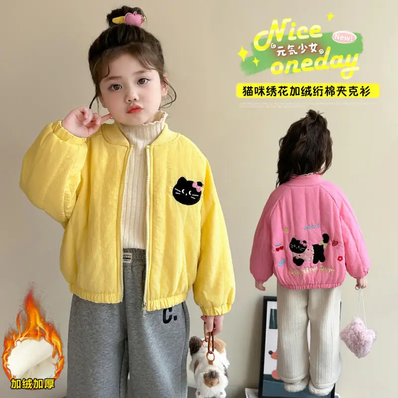 لطيف هريرة الأطفال معطف دافئ سميك خريف شتاء 2025 جديد الكرتون أنيمي معطف الموضة النسخة الكورية ملابس الفتيات الناعمة #6