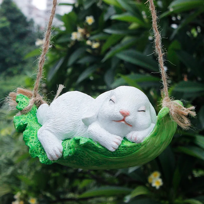 

Pastoral Simulation Animal Swing Rabbit Pig Cute Ornaments Outdoor Garden Figurines Crafts Courtyard Villa Furnishing Decoration