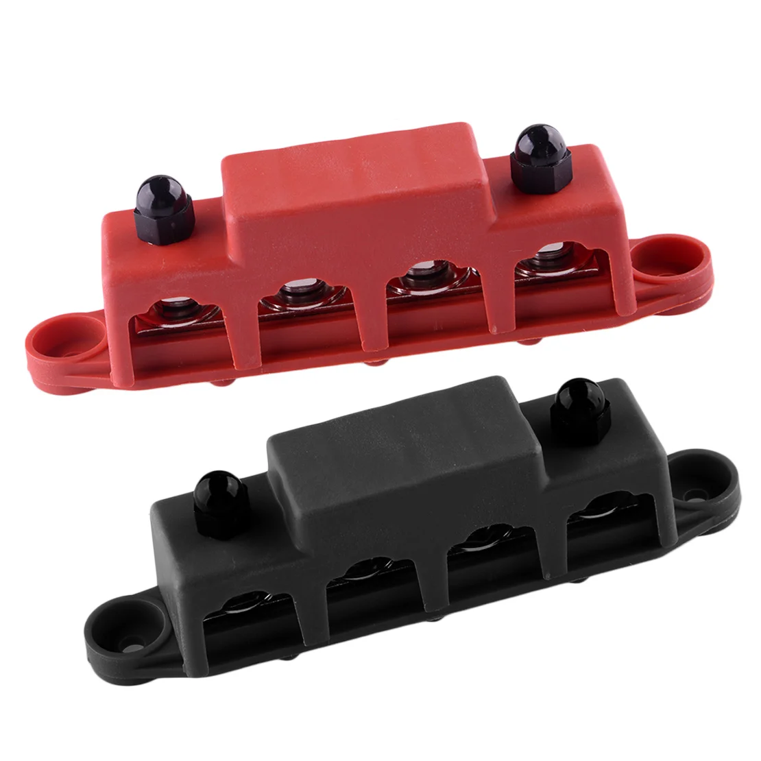 

2Pcs Marine 4 Post Power Distribution Block Bus Bar with Cover M8 Terminal Studs for Car Auto Truck RV Boat Trailer