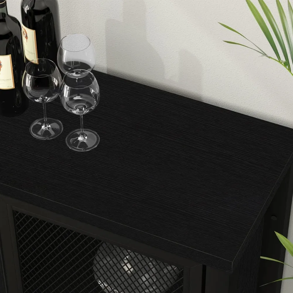 IBF Black Coffee Bar Cabinet, Liquor armário com Wine Rack armazenamento, Cozinha industrial Buffet gabinete para licor e café