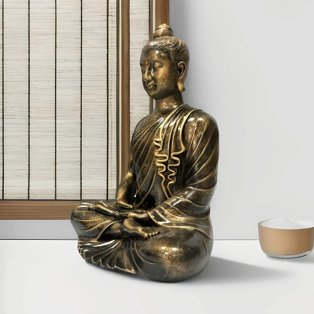 Buddha Statue Resin Zen Meditation Seated Figurine Sculpture for Home Living Room Decor, Temple Decoration, Buddhist Ornament - view 5