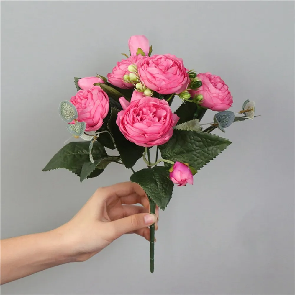 Künstliche Blumen, gefälschte Rosen, Seiden-Pfingstrosen, Valentinstag, Festival, Dekoration, Party, Vase, Zuhause, Zimmer, Hochzeit, Brautsträuße, DIY-Geschenke – Detail 21