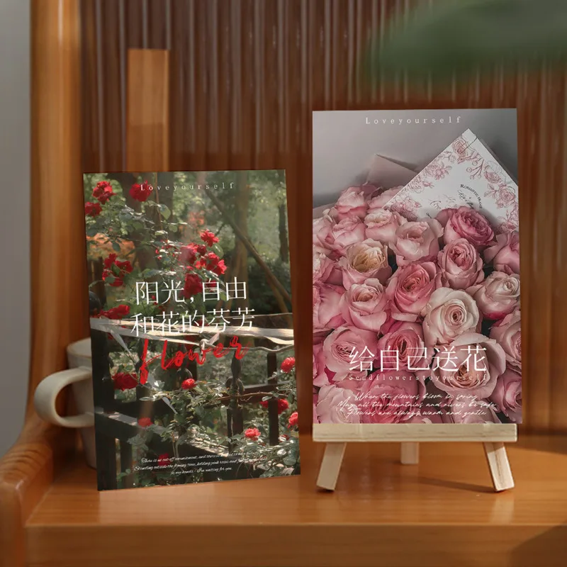 Ins Mooie Bloemen Ansichtkaart Foto Rekwisieten Achtergrond Muur Decoratieve Kaart Warm Hart Berichtkaart Wenskaart 10 Vellen