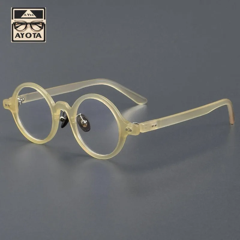 New High Quality Round Natural Buffalo Horn Medium Glasses Frame Men Retro Hand-made Optical Reading Prescription Glasses Women