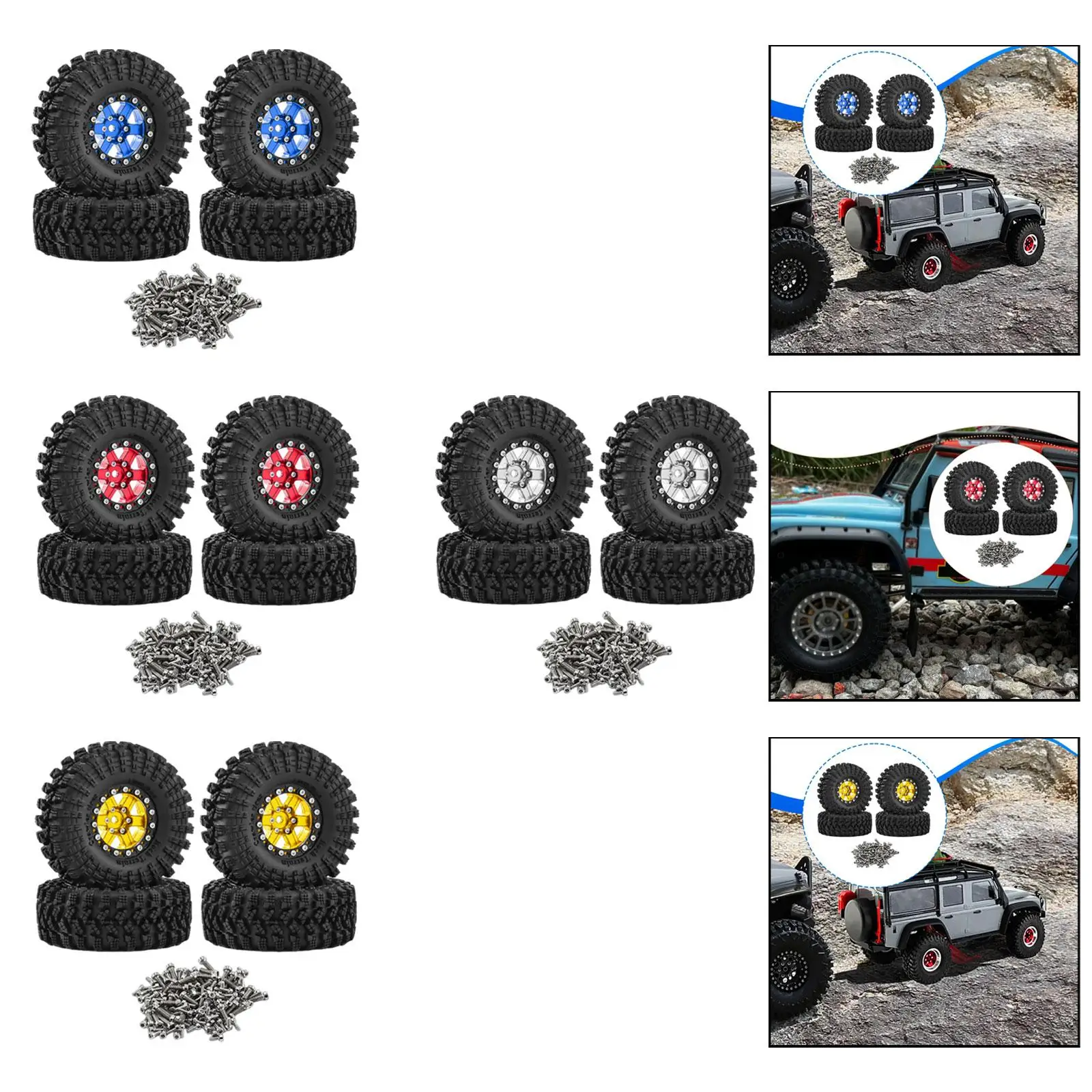 

Запасные колеса и шины для радиоуправляемых моделей, легкая установка, 4 прочных аксессуара для самостоятельной сборки, для 1/18 SCX24