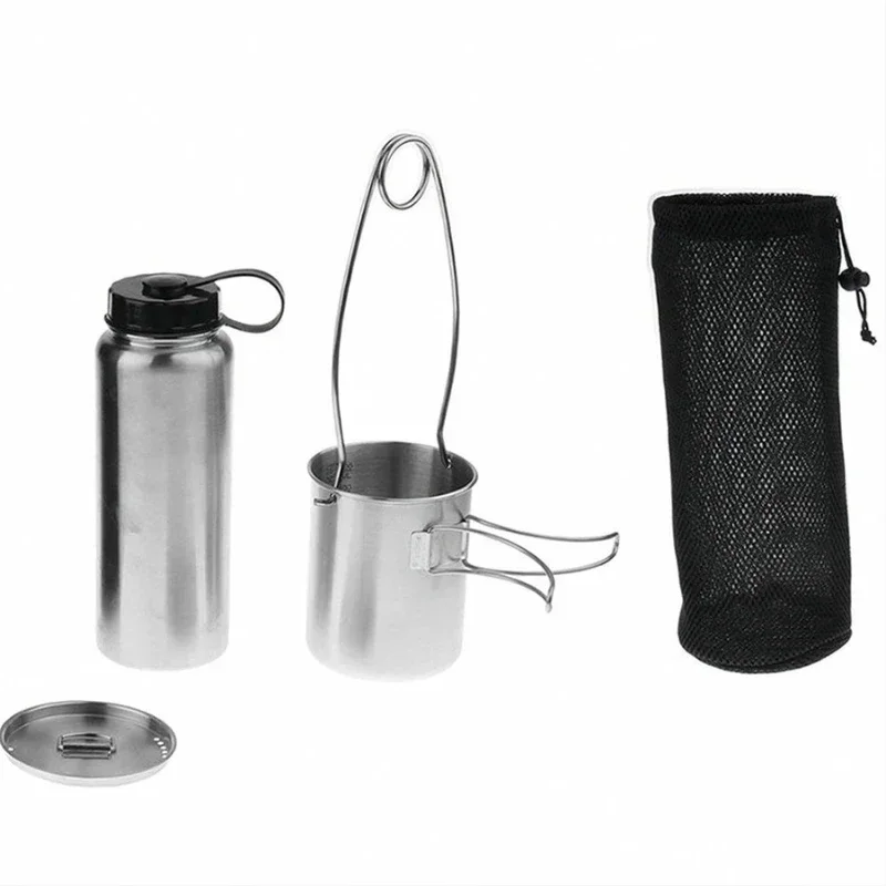 Super Light Stainless Steel Outdoor Picnic Water Glass, Camping Water Glass, Field Kettle Set, Folding Beer Mugs