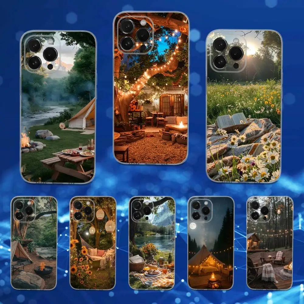 

Mountain Outdoor Camping Case For iPhone 16,15,17,14,13,12,11 Pro,Max,Plus,X,XS,XR,SE,Mini Transparent Soft Cover