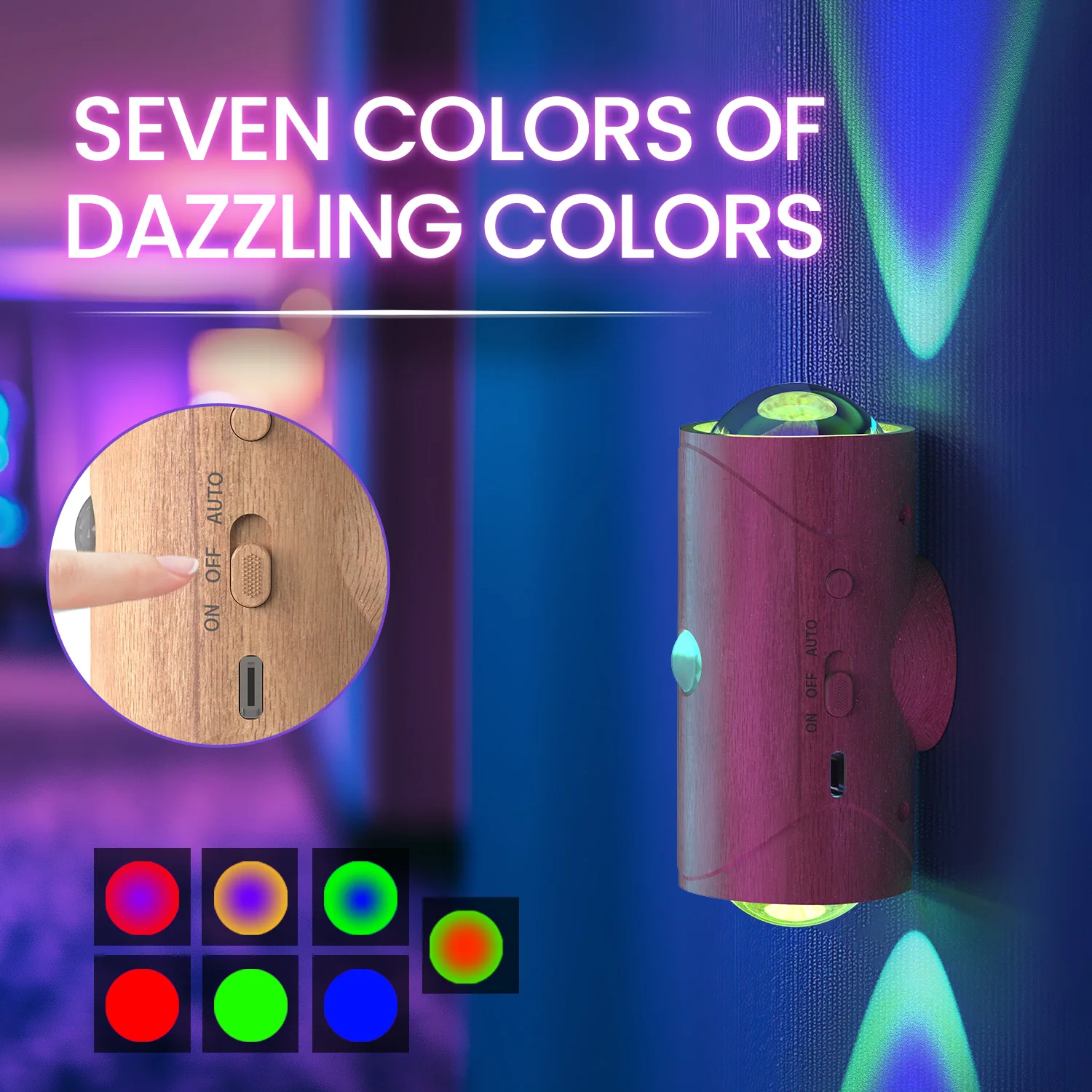 1 قطعة/2 قطعة/4 قطعة أضواء ليلية LED قابلة لإعادة الشحن مع أضواء جدار مستشعر الحركة ، ضوء محيط متدرج RGB ، مصابيح داخلية قابلة للتعتيم ،