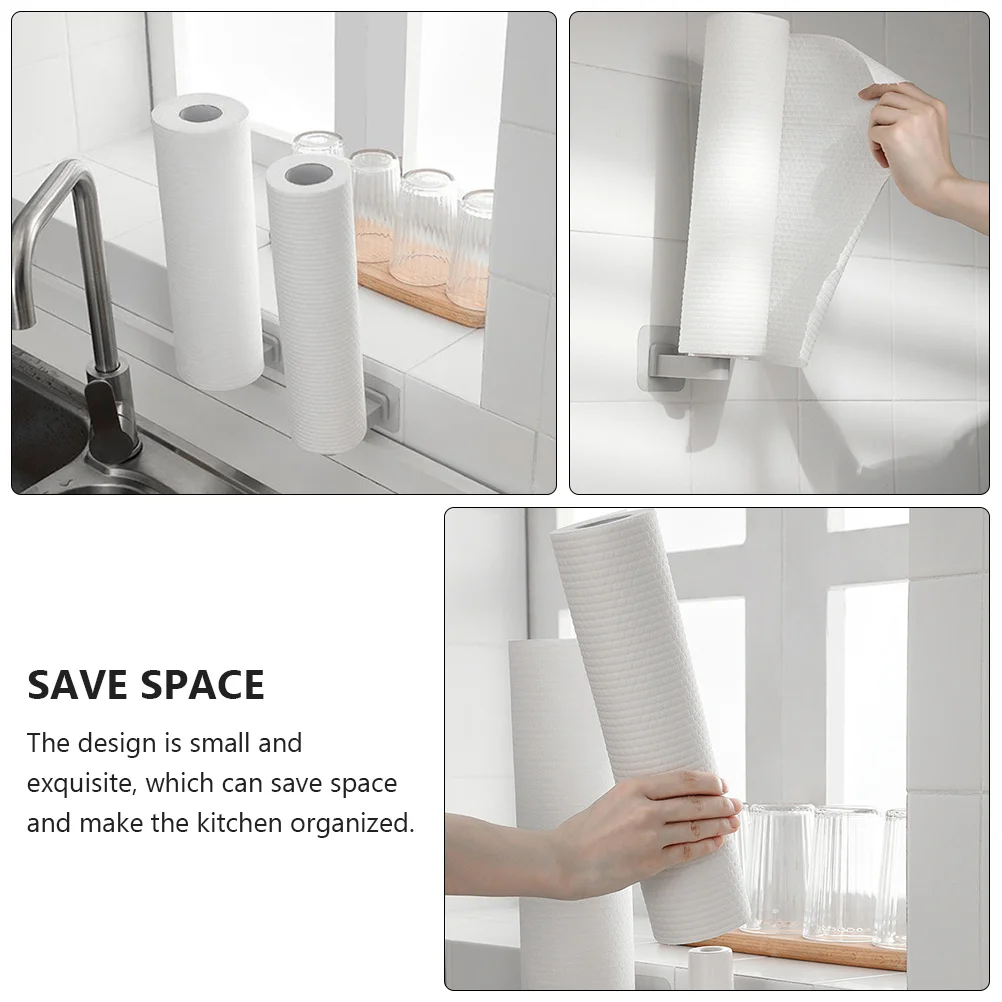 

2Pcs Multifunctional Kitchen Rack Punch Free Paper Towel Holder Plastic Wrap Organizing Cling Film Storage Towel Holder