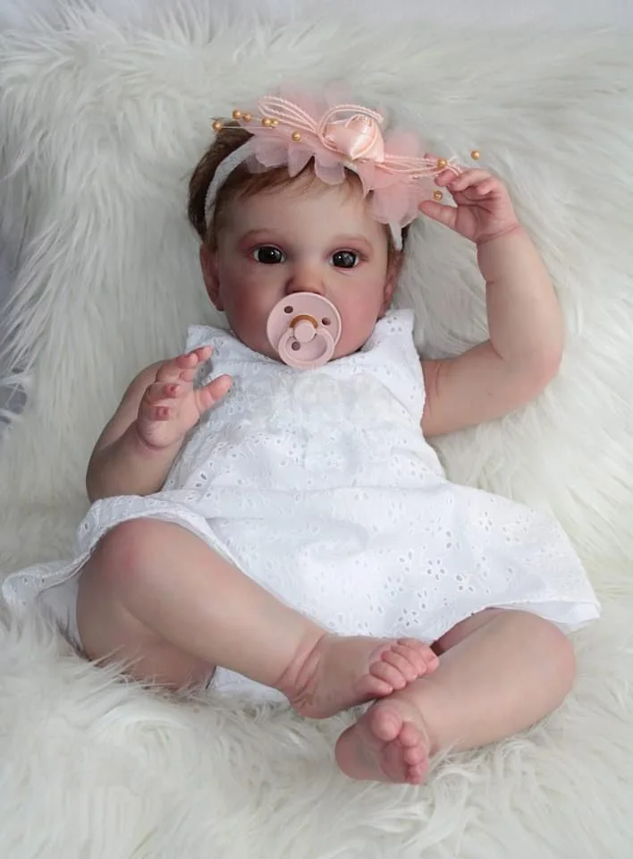 NPK 60cm Reborn Baby Toddler Doll Newborn Lottie Princess Girl Lifelike Soft Touch 3D Skin Art Doll with Hand Root Hair