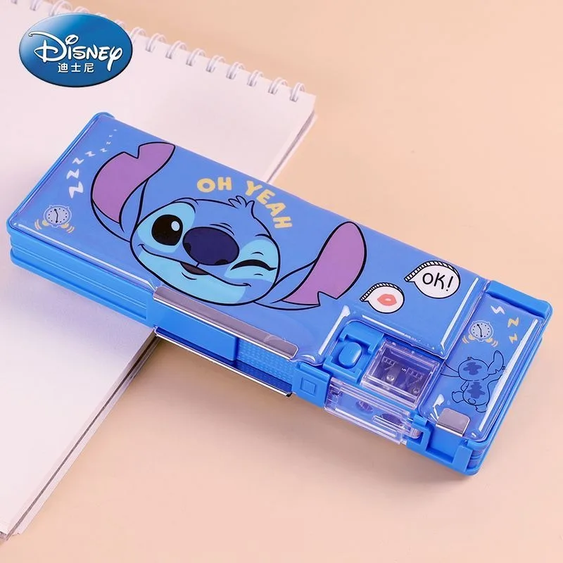 Disney Lilo & Stitch Cartoon Animation Two-Layer Stationery Box Kawaii Fashion Student Large Capacity Multifunctional Pen Box