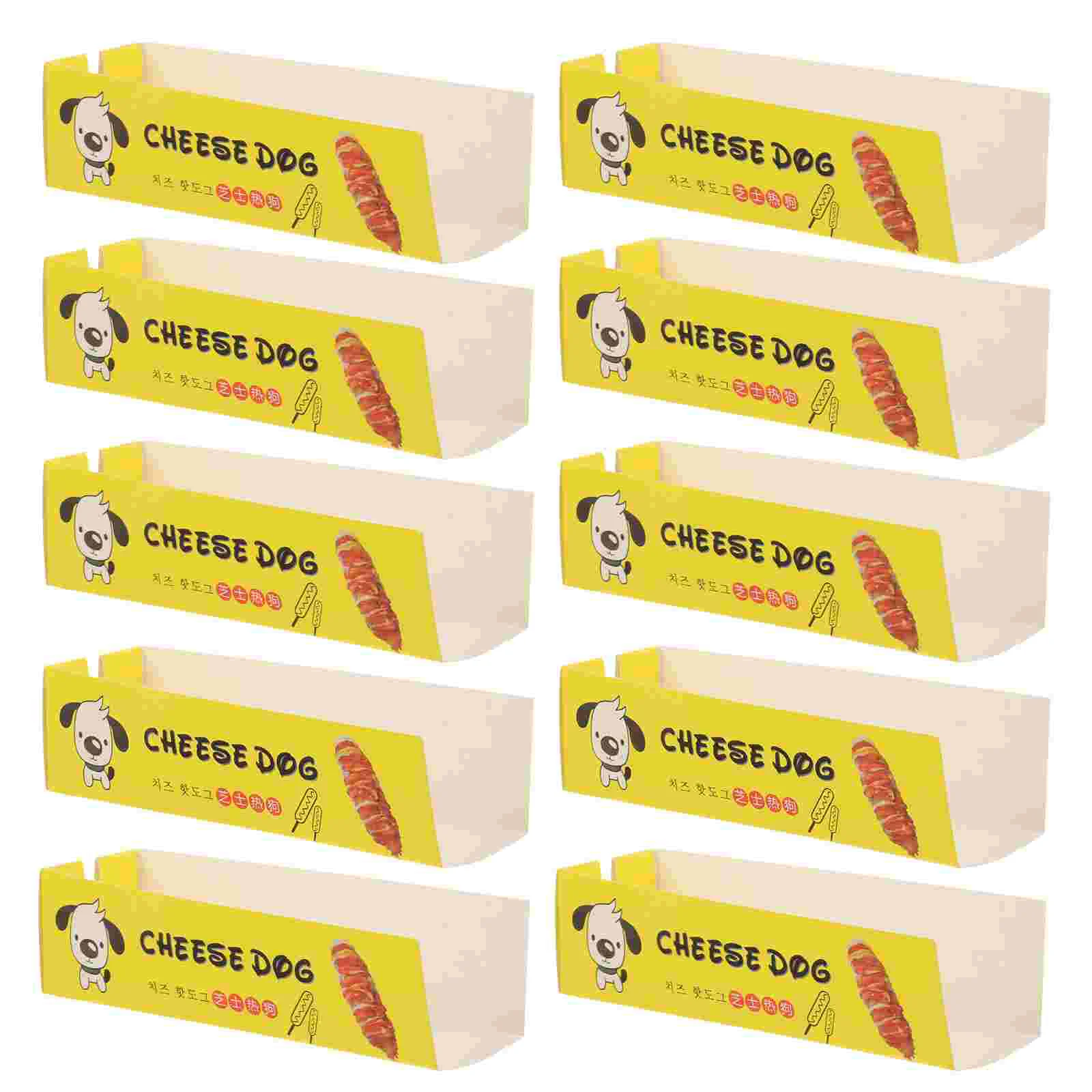 100 Pcs Hot Dog Box Containers Cardboard Trays Ship Wrappers White Boxes for Dogs Food Packaging