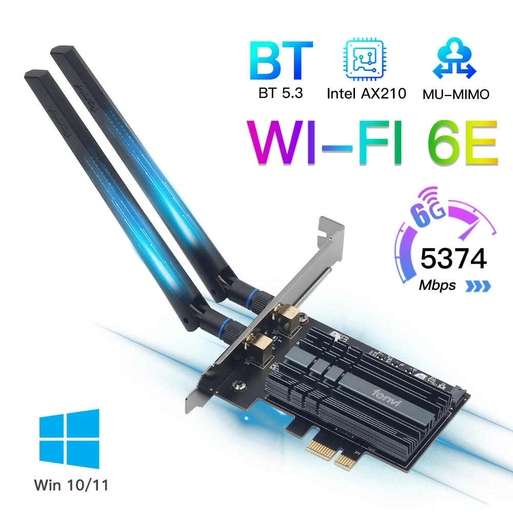 Intel Ax210 Pci-e Wifi 6e Adapter Ax210ngw Draadloze Wlankaart Bluetooth 5.3 Tri-Band 2.4Ghz/5Ghz/6Ghz MU-MIMO Ax200ngw 802.11ax