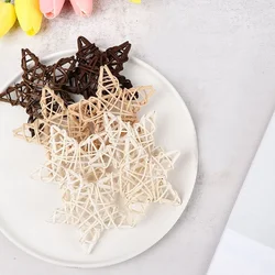 10 pçs de madeira café branco rattan bola coração estrelas diy acessórios para casa decorações árvore natal ornamento festa casamento suprimentos