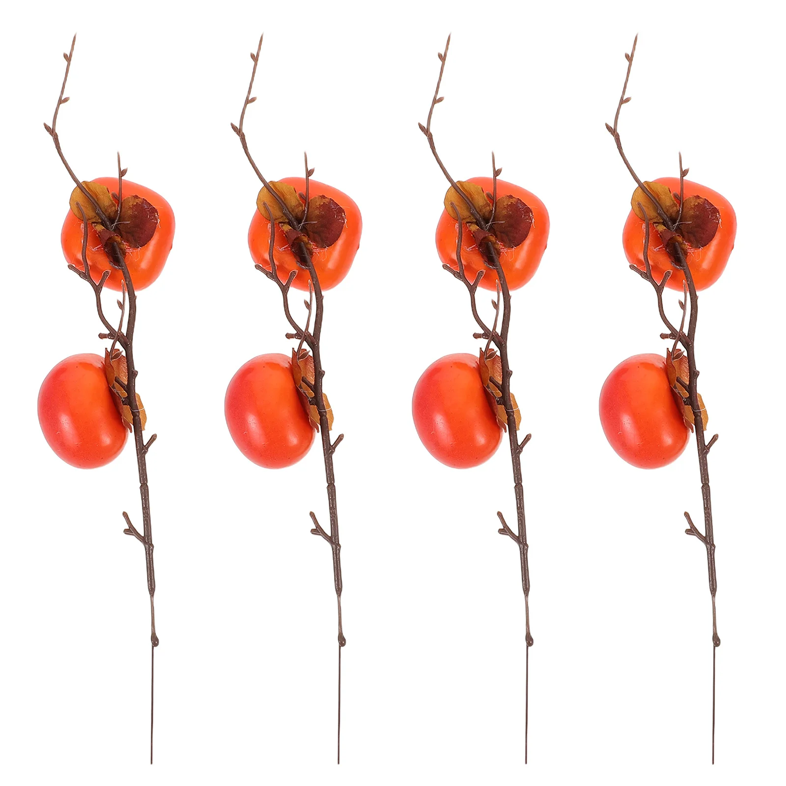 

4Pcs Artificial Persimmon Stems Realistic Faux Fruit Branches Seasonal Fall Floral Picks for Vase Home Office Holiday Decoration