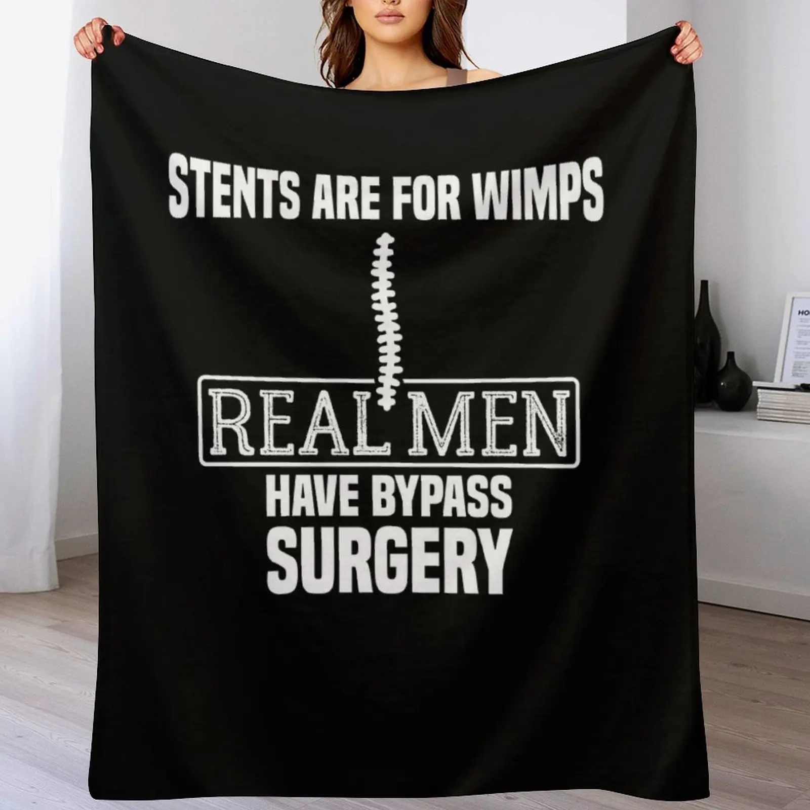 Stents Are For Wimps Real Men Have Bypass Open Heart Surgery Throw Blanket Travel Vintage Hair cosplay anime Blankets