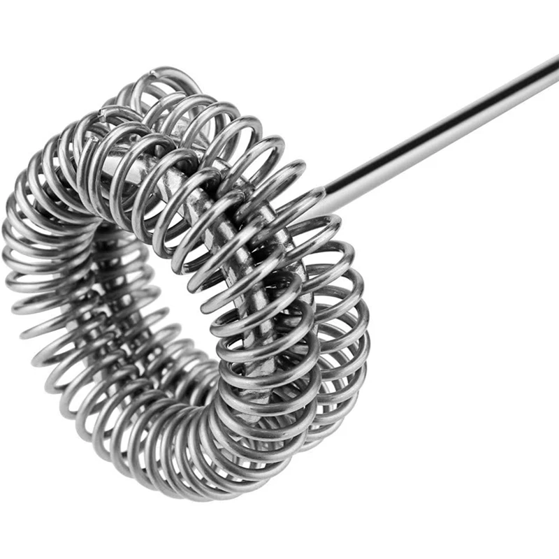 Batidor de leche en espiral, mezclador de bebidas de acero inoxidable duradero con doble resorte, mejores ofertas