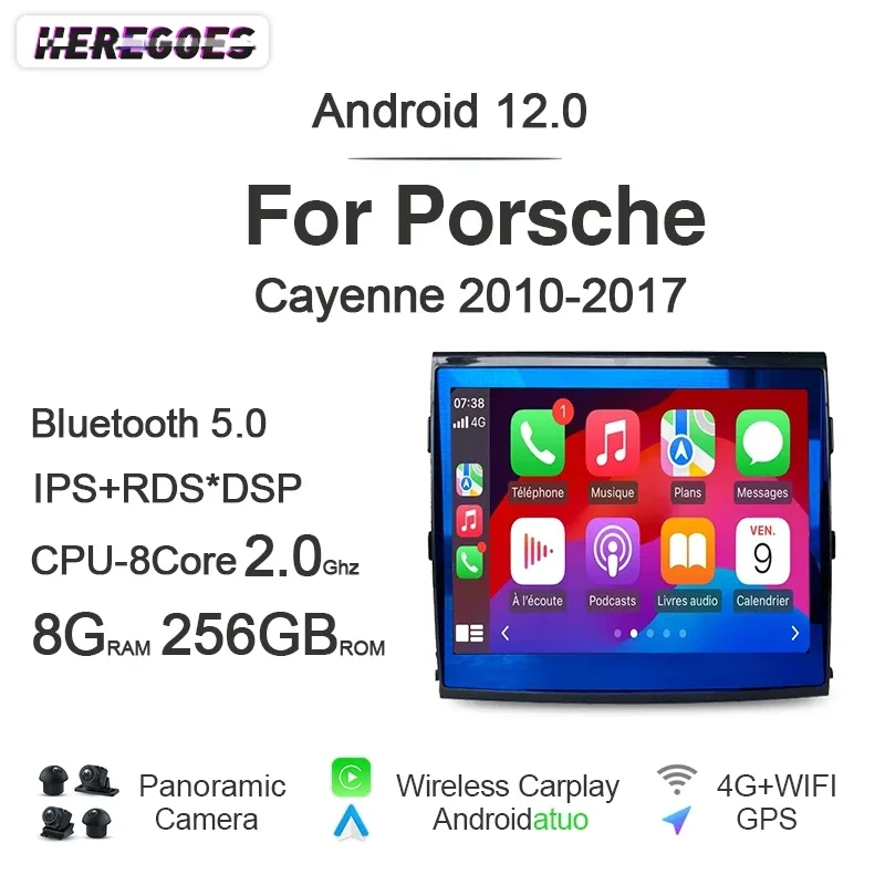 CarPlay IPS Auto Android 12 8GB+256GB Car DVD Player RDS Radio Navigation GPS Bluetooth Wifi For Porsche Cayenne 2010 2011-2017