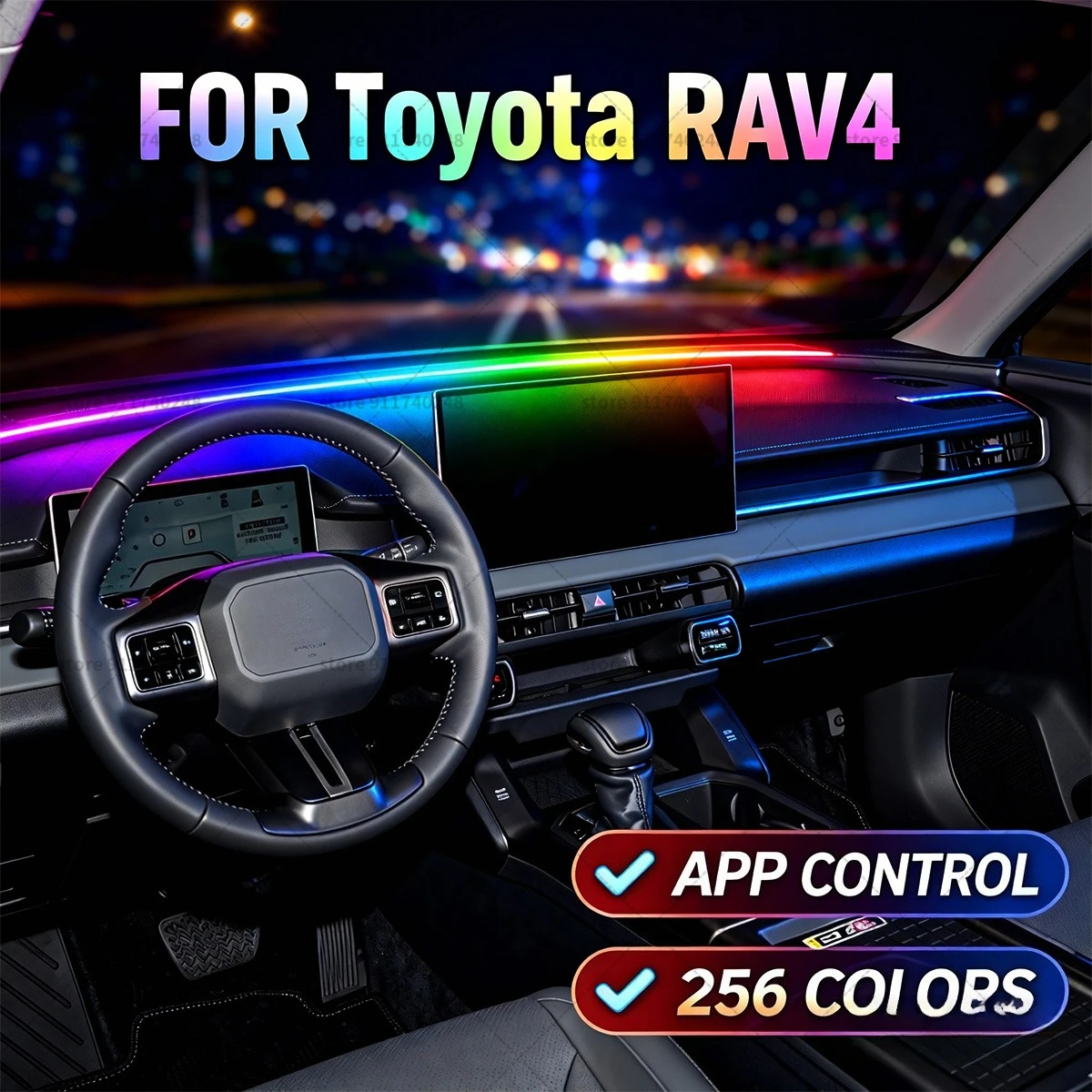 For Toyota RAV4  Automotive decoration light strip, colorful acrylic front windshield soundproofing strip, ambience light