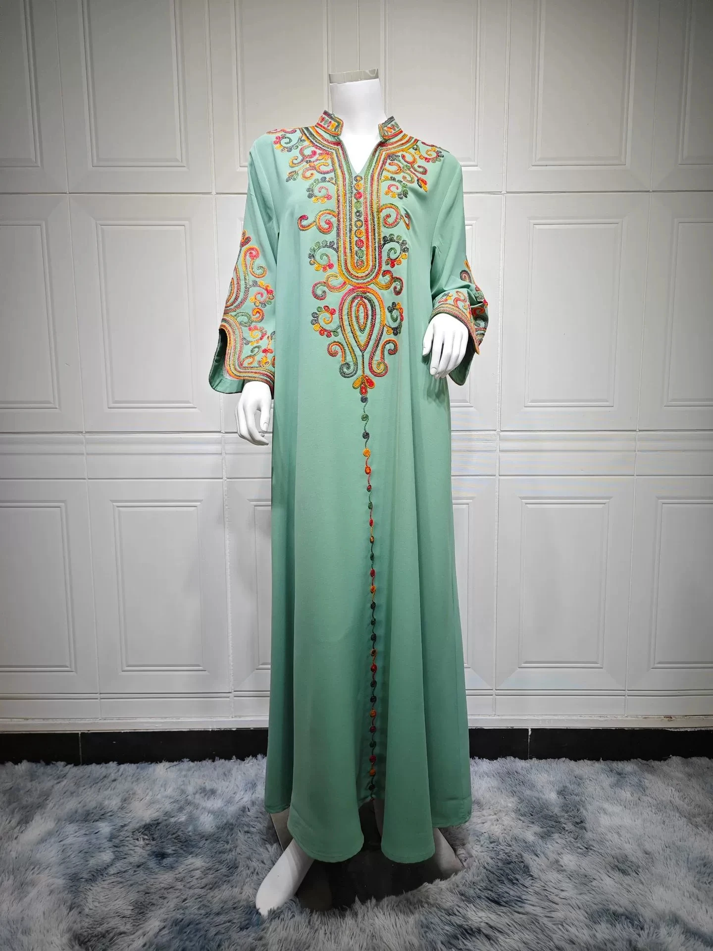 2025 Muslim fashion women's clothing embroidery rope embroidery Middle East foreign trade robe Arabic dress-GZXX522