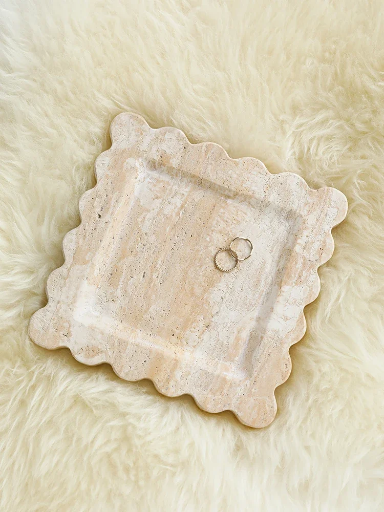 

Ahundjiaz-Retro Yellow Hole Storage Tray, Marble Aromatherapy Candle Storage Tray, Home Decoration, Photography Props