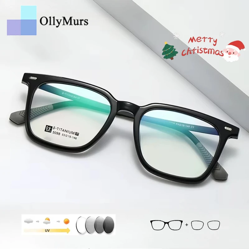 

OLLYMURS мужские оптические очки с защитой от синего света, фотохромные очки, квадратные прогрессивные очки для близорукости и дальнозоркости, женское стекло