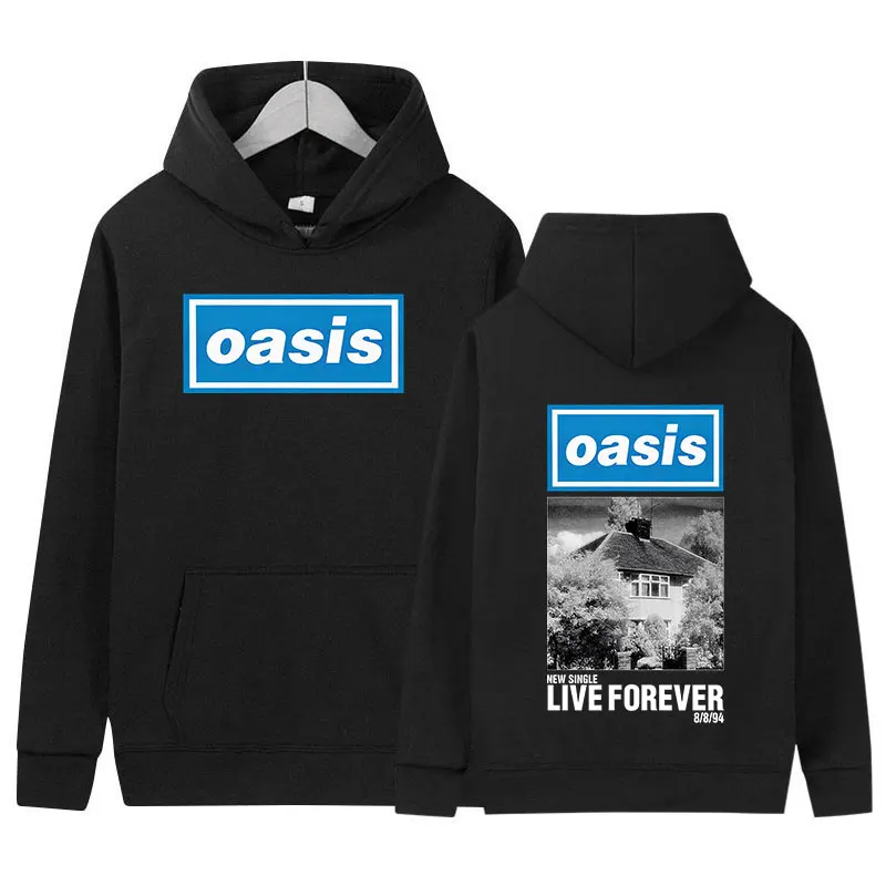 O-Oasis Live Forever Tour 2024 Hoodie British Band Hip Hop Album Pullover Sweatshirt Men Women Retro Oversized Hooded Streetwear