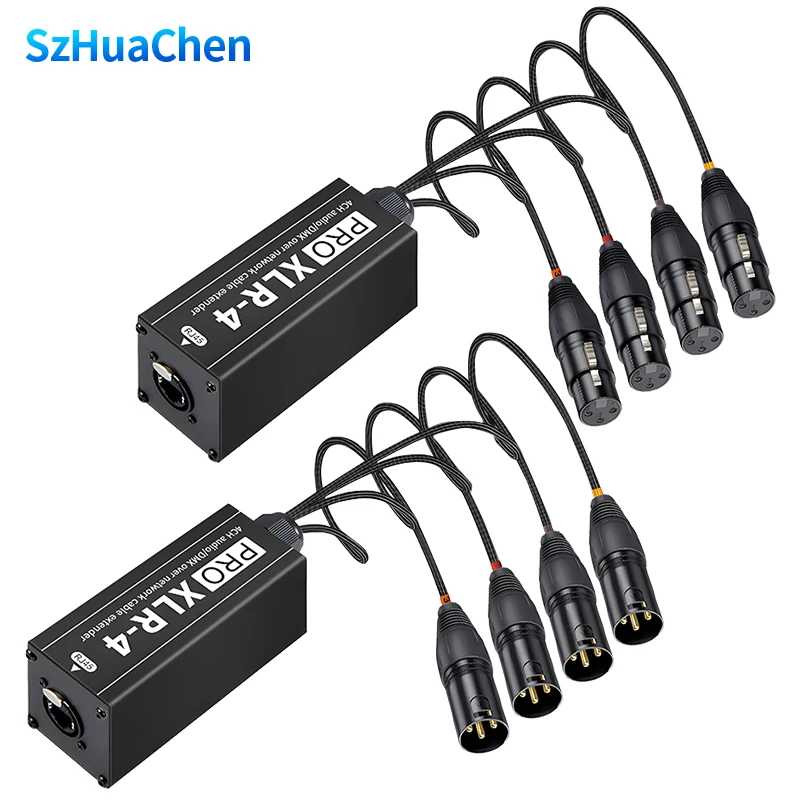 XLR to RJ45 4 Channel Audio Extender STP Cat5 Cat6 Cat7 Network Signal Extender for Stage Sound and Lighting Recording Studio