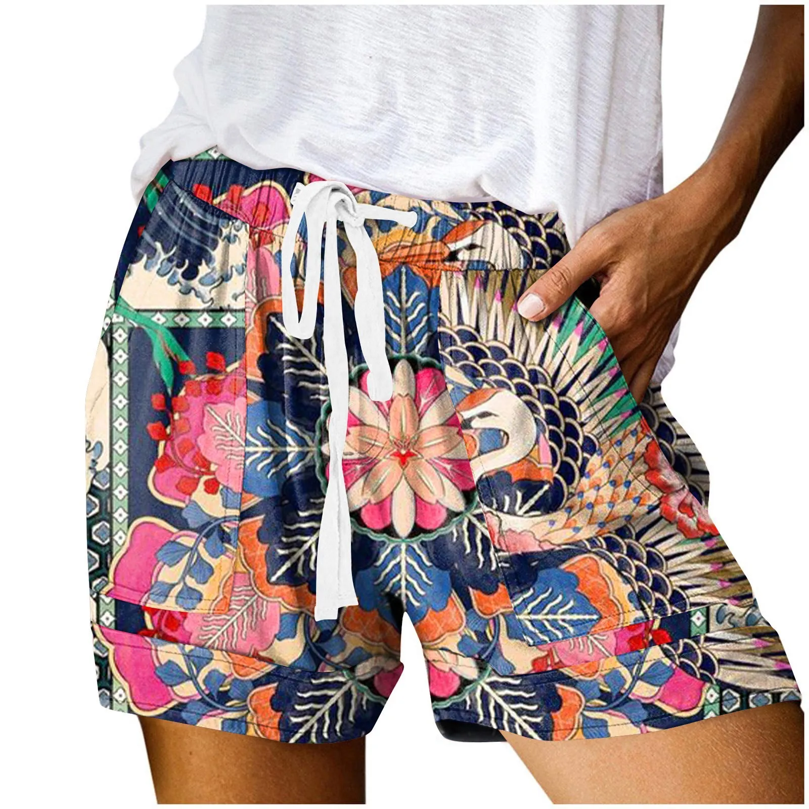 Bermuda Shorts Vrouwen Sport Shorts Zomer Bloemen Hoge Taille Print Shorts Vrouwen Mode Plus Size Casual Basic Korte Broek