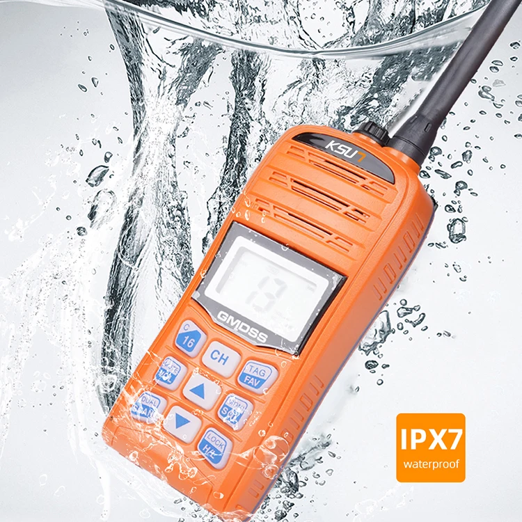 KSUN P35 GMDSS IPX7 Waterproof Floating 3w VHF Marine Radio Handheld Portable Radios Emergency Marine Walkie Talkie