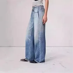 Women Wide Leg Jeans Straight Pants Denim Washing High Waist Loose Mom Basics Ankle Length Pants Slight Strech Y2k Capris