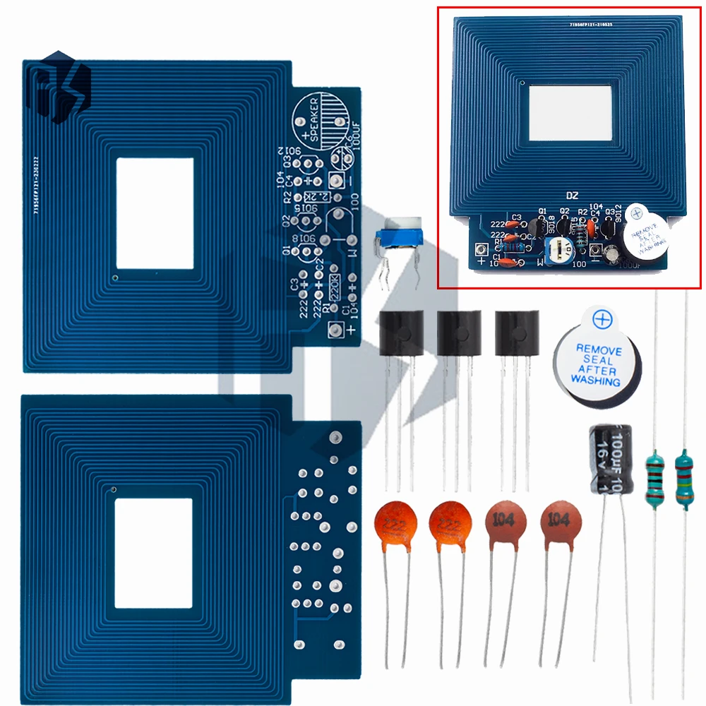 조립되지 않은 금속 탐지기 키트 – 3V-5V DC 센서 보드(PCB, 버저, 커패시터 포함)