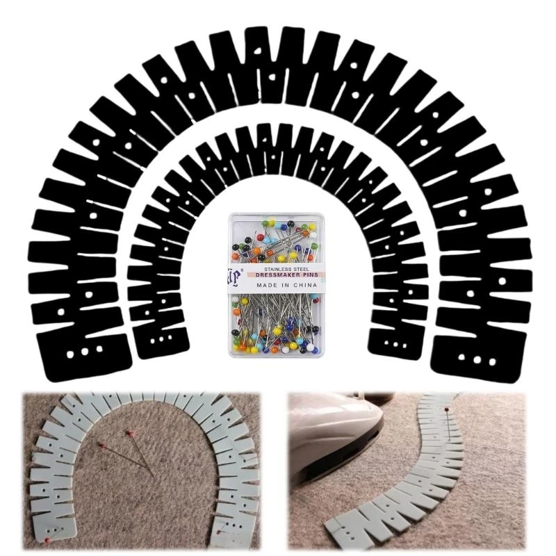 964E 1 Pair Heat Resistant Hemming Ruler For Straight Curved Fabric Edges Sewing Aid