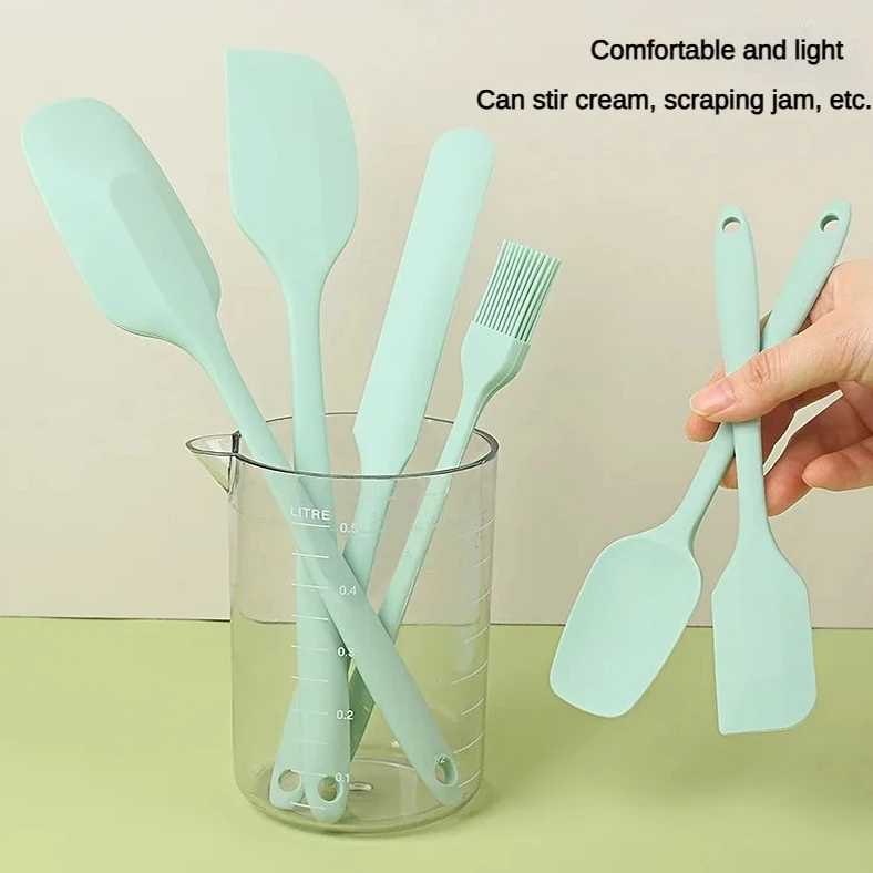 6-piece cute kitchen gadgets set Silicone Spatula set for baking-cake frosting kit with brush, non-stick scrapers  cream spreads