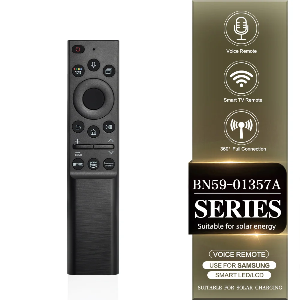 BN59-01357A Smart Voice Solar Remote for Samsung LED LCD TV, USB-C Charging Replacement Controller, Netflix Shortcut