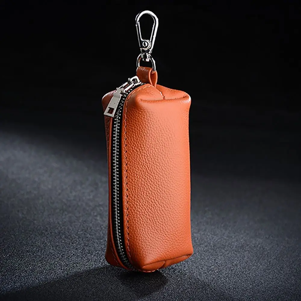 Portable Genuine Leather Key Bag Mini Multifunction Card Holder Small Solid Color KeyChain