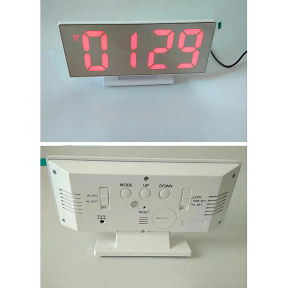 

Large Screen Silent Led Alarm Clock Digital Mirror Display Time Date Temperature Bedroom Bedside Decor Electronic Watch White