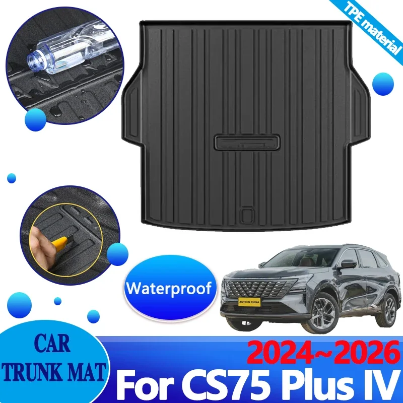 

For Changan CS75 Plus 2024~2026 IV MK4 Car Trunk Mat Anti-dirty Liner Waterproof Carpet Protector 3D TPE Storage Pad Accessories