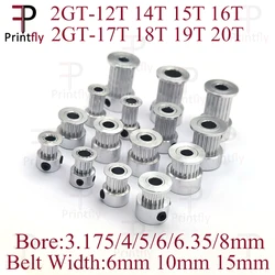 Printfly-polea de sincronización 2GT 12 14 15 16 17 18 19 20 dientes GT2 Bore 3.175 4 5 6,35 8mm, pieza para ancho 6 10 15mm, correa de distribución 1 piezas