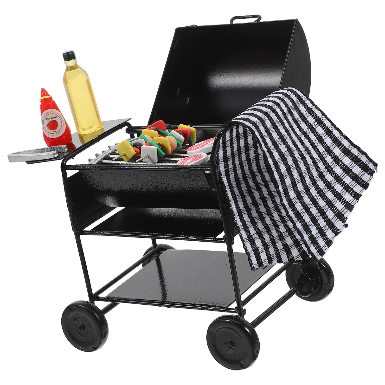 1 Set Dollhouse Miniature Barbecue Furniture BBQ Grill Set Pretend Play Grill Rack Dollhouse Miniature Grill Set