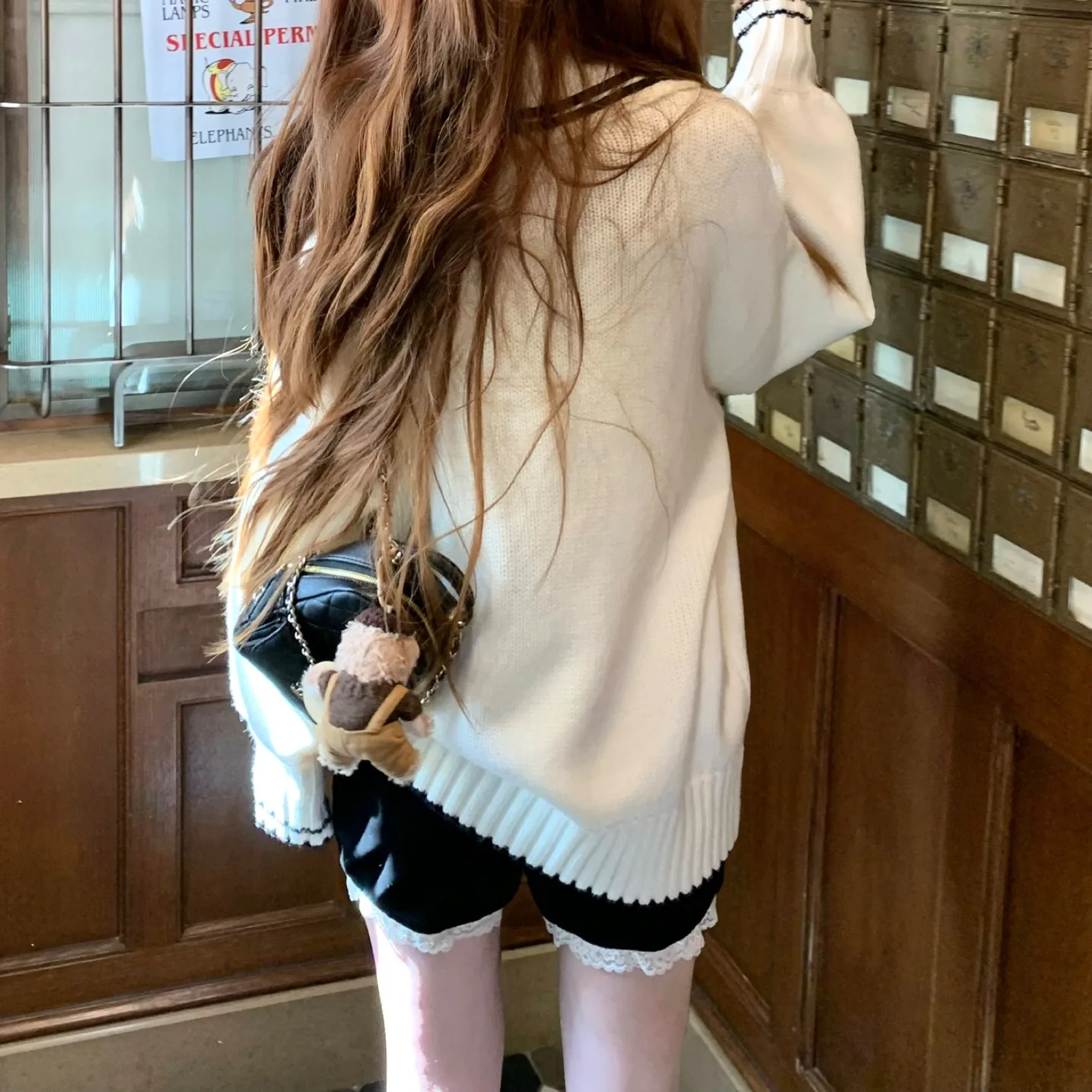 فضفاضة تناسب سترة مشغولة من الصوف المرأة الخريف الشتاء نمط جديد بولو طوق سترة سترة الكورية كلية نمط البحرية طوق