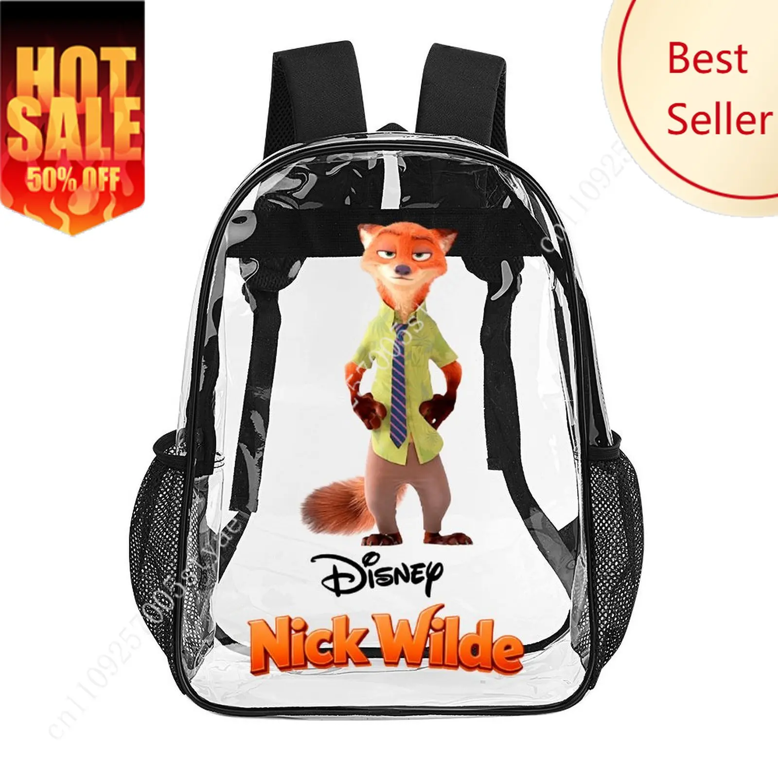 

Nick Wilde Transparent Backpack Disney Cartoon Decorative Bag Design Your Photos Logos Text Customized Party Holiday Gifts