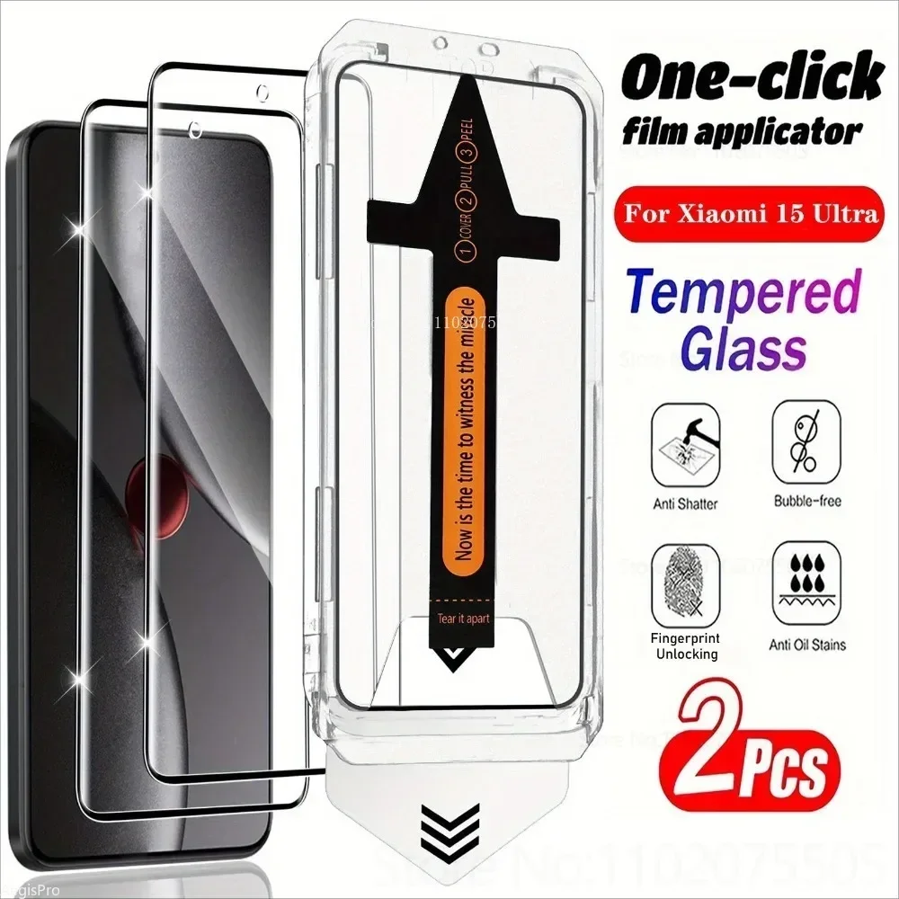 

2PCS HD Clear Tempered Glass for Xiaomi 15 14 13 Ultra 15 14 13 12S Pro 14T 13T 12T Pro One-Click Easy Install Screen Protector