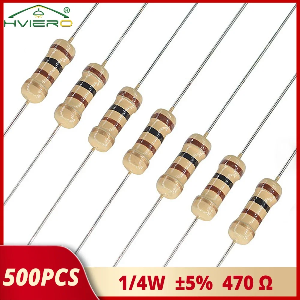 

500Pcs Braiding 1/4W Cylinder Metal Film Resistors Direct Insertion Medium Power Five Color Ring Electronic Atmosphere Light Set