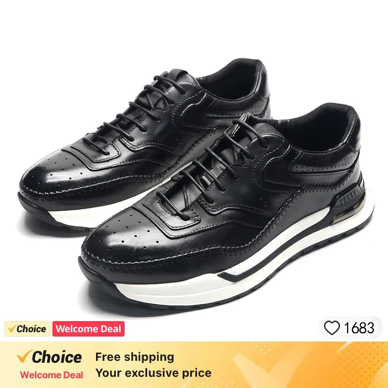 Luxury Designer Men's Oxford รองเท้าผ้าใบ Splicing Trainers ของแท้หนังเย็บสบายลื่นรองเท้าสบายๆผู้ชาย