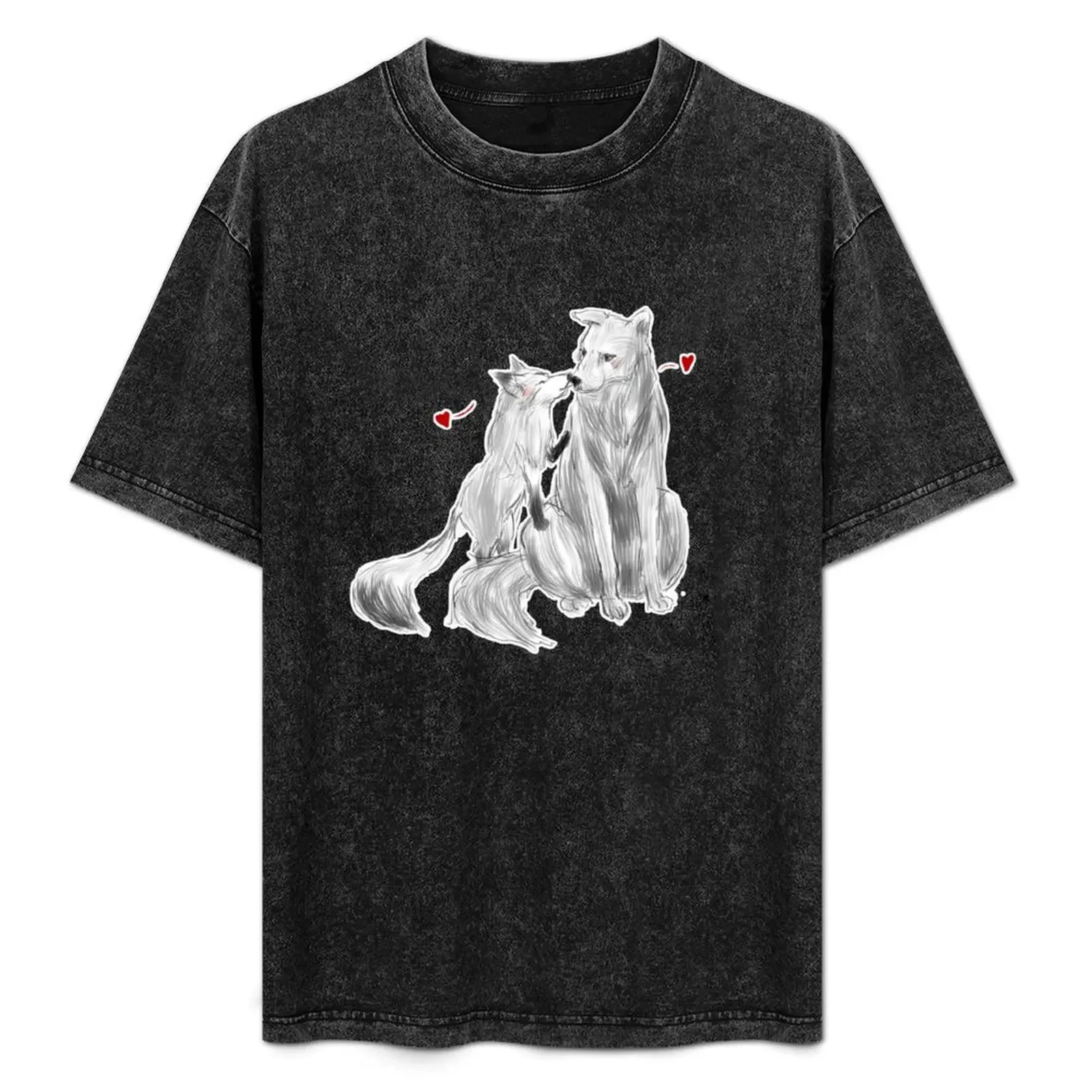 

Wolf and fox Sterek Print T-Shirt kawaii clothes cotton man t-shirts animal prinfor boys mens clothes