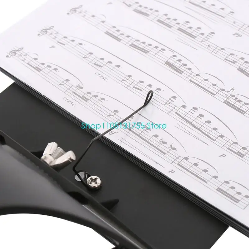 K0EF Flute Lyre Music Reading Holder with Arm Strap, Black Adjustable Forearm Folder and 5 Sleeves for Band Rehearsal, Outdoor