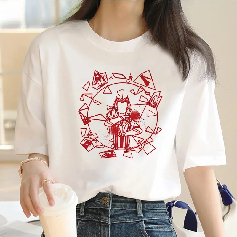Wanda Maximoff, camiseta de verano para mujer, camiseta blanca de Anime, ropa de calle, camisetas gráficas de Anime, ropa de calle de verano Y2K